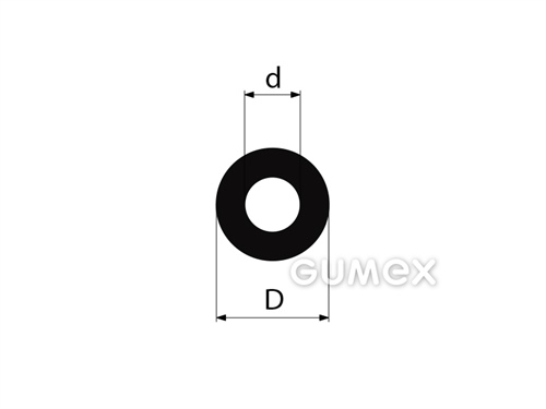 Pryžový profil kruhový, průměr 6mm, dutinka 4mm, 70°ShA, EPDM, -40°C/+100°C, černý
